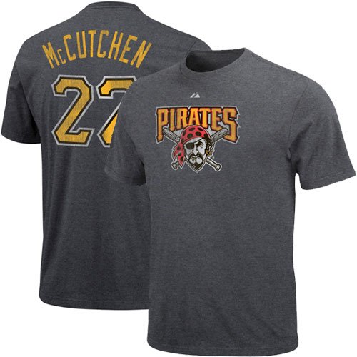 Majestic Andrew McCutchen Pittsburgh Pirates #22 Ballyard Legends Heathered T-shirt - Charcoal (XX-Large)