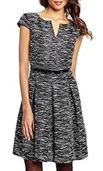 Petite Acetate/Polyester Flared-Skirt Cap Sleeves  Dress