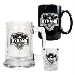 Houston Dynamo 15 Ounce Tankard, 15 Ounce Ceramic Mug and 2 Ounce Shot Glass Set  (Primary Team Logo)