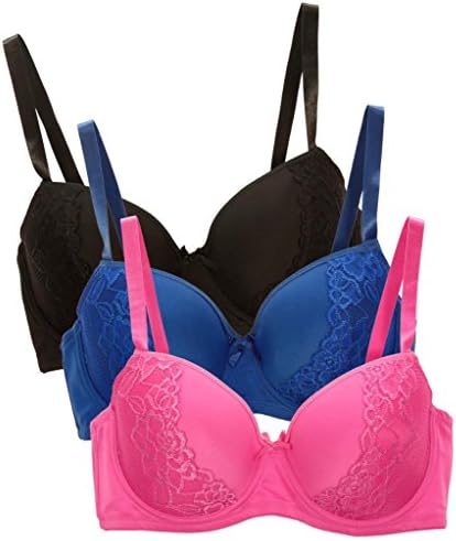 Dynashape Women's Floral Lace Balconette Bras - 3-pk 38DD