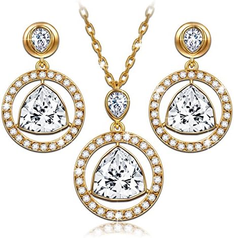 LadyColour Champagne Gold Women Jewelry Sets Pendant Necklace and Earrings Gifts for Her 2016 Jewelry Set