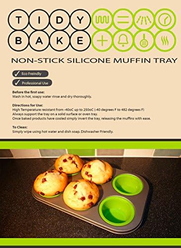 Muffin & Cupcake Non Stick Silicone Bakeware Pan & Molds by TidyBake (Green)