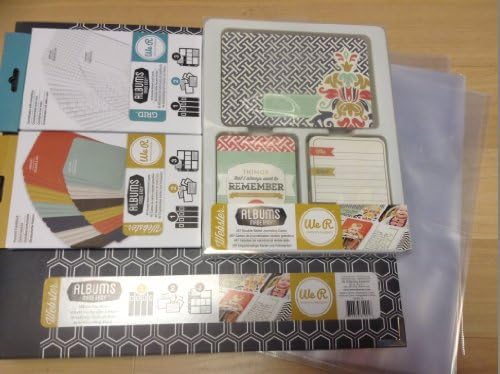 We R Memory Keepers Albums Made Easy Bundle: Webster- 1-12"x12" Ring Album + 1-257 Double-Sided Journaling Cards Kit + 1-60 Double-Sided Cardstock Cards Pad + 1-60 Double-Sided Grid Cards Pad + 12-Page Protectors