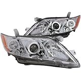Anzo USA 121180 Toyota Camry Projector with Halo/Chrome Clear with Amber Reflectors Headlight Assembly - (Sold in Pairs)