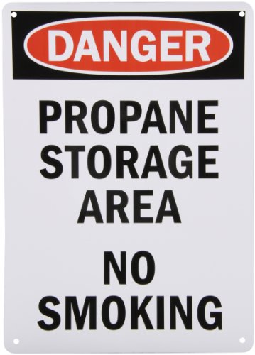SmartSign - U9-2344-NA_10x14 "Danger - Propane Storage Area, No Smoking" Sign | 10" x 14" Aluminum Black/Red on White