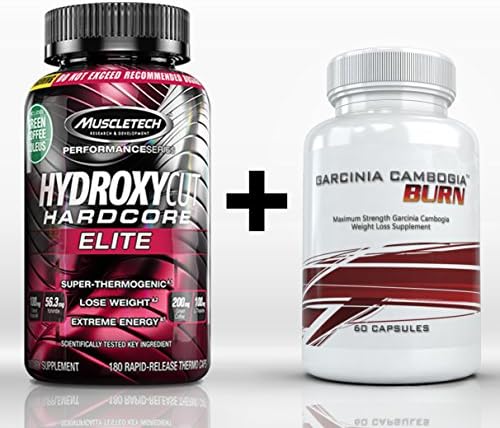 Hydroxycut Hardcore Elite (180 Capsules) & Garcinia Cambogia Burn (60 Capsules) - High Performance Fat Burning, Weight Loss Supplement Combo. Lose MORE Fat, Faster!