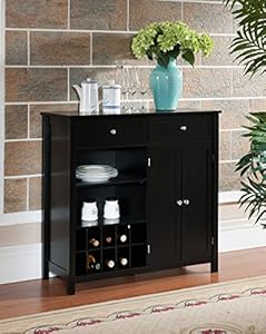 Espresso Finish Wood Wine Rack Console Sideboard Table with Drawers Shelves & Storage