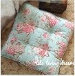 Shabby Chic Blue W/pink Floral Soft Chair Pad W/filling