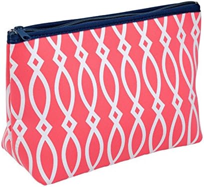 Coral Infinity Stripe 10 x 7 inch Neoprene Zippered Travel Cosmetic Case