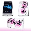 Handycop� TPU Silicon Silikon Case H�lle Tasche mit BLACK BUTTERFLY f�r SONY XPERIA S - Lt26i - PINK SCHMETTERLING SCHWARZ RANKE