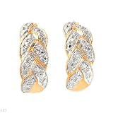 Earrings With Genuine Diamonds Made of 14K 925 Gold Plated Silver