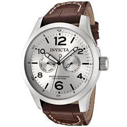 Invicta Men's 0765 II Collection Silver Dial Brown Leather Watch