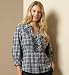 Info/Buy Pure Cotton 3/4 Sleeve Check Ruffle Shirt
