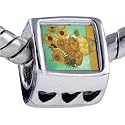 Vase 12 Sunflowers Painting Beads - Pandora Bead & Bracelet Compatible