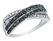 Black and White Diamond Criss Cross Ring 1/2 Carat (ctw) in 14K White Gold
