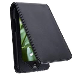 Black Leather Carrying Skin Case Cover For Apple iPod Touch + LCD Screen Protector Shield Guard Cover + Premium Rapid Automobile Car Charger
