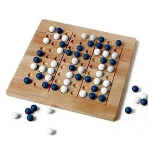 TIC TAC KU SOLID WOOD GAME (Blue/white)