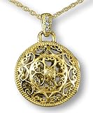Jewelry : Large Round Heart Scroll Pendant in yellow gold - locket-style - by Zasha Signature Jewelry