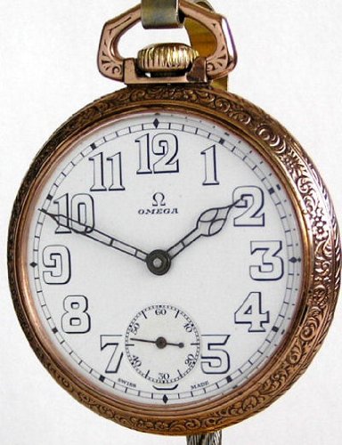 #W8A Omega Antique Pocket watch 16 Size 15 Jewels Fancy Engraved Ca 1910