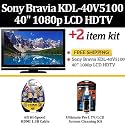 Sony Bravia KDL-40V5100 40" 1080p LCD HDTV + 6ft High HDMI Cable + Screen Cleaning Kit