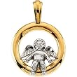 14K Two-Tone Gold Angel Pendant - 15.00mm