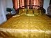 7p Gold Brocade TAJ Mahal Silk Sari India Bedding Bedspread Duvet King / Queen