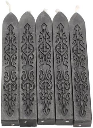 Zacr 5x Unique Candle Style Square Sealing Wax Stick Wax Seals with Wick for Your Cards, Letters and Envelopes, ,Scrapbook Pages,christmas Card,wedding ,Gift Wrap and Tags,wine (Black)