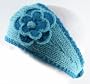 100% Handmade Thin Knit Flower Headband best for Ponytail Styling, Aqua Blue 2 Tone