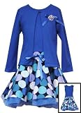 New Royal Blue Jumbo Size Polka Dotted Circle Dress with Cardigan ~ Christmas Holiday 4 to 6X Girls