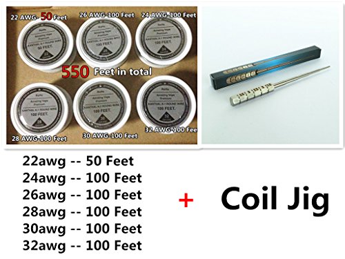 6 spools Mixed kanthal a1 resistance wire 22/24/26/28/30/32Gauge AWG+Coil jig!