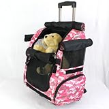 Pink Backpack Roller Wheels Pet Carrier Bag Car Seat