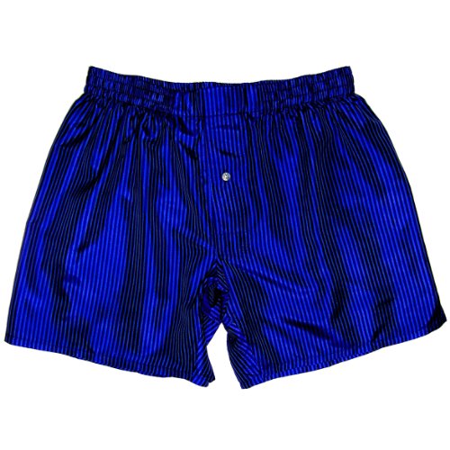 Pinstripe Blue Silk Boxers by Royal Silk - Sizes S, M, L, XL, XXL - 100% Madras Silk