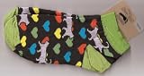 Heart/Cat Repeat Black 528 No Show Ankle Socks