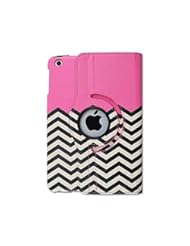 Personal Computer: iPad Mini Case ,XYUN(TM) Fashion Chevron Wave Pattern 360 Degrees Rotating Stand PU Leather Smart Case Cover with Auto Sleep/wake Function for Apple iPad Mini with a XYUN Mobile Phone Cleaner Gift ( Black & White Wave Hot Pink) - XYUN