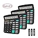 Basic Calculator,BESTWYA 12-Digit Dual Power Handheld Desktop Calculator with Large LCD Display Big Sensitive Button (Black, Pack of 3)