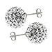 Areke Women's Bling Fireball Disco Ball Stud Earring Stainless Steel Cubic Zirconia Hypoallergenic Earrings Color White Golden Rose