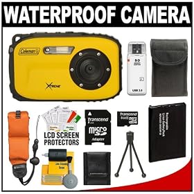 Coleman Xtreme C5WP Shock & Waterproof Digital Camera (Yellow) with 8GB Card + Battery + Floating Strap + Case +... by Coleman