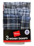 Hanes Boys Exposed Waistband Woven Tartan Boxer Assorted Plaids S