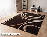 Patina Brown Cream Designer Large Modern Rug 120cmx170cm