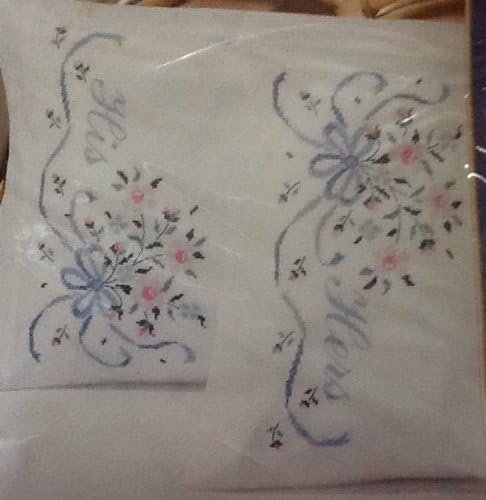 Blue Bridal Bouquet - Bucilla Pillowcase Pair Stamped Cross Stitch