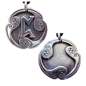 Pewter Perthro - Rune of Good Luck Charm Pendant Pagan Amulet Wicca Wiccan Necklace Witchcraft Jewelry