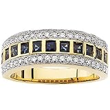 14K Yellow Gold Sapphire and Diamond Ring/Anniversary Band