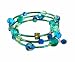 Bracelet - B137 - Glass, Firepolished Glass and Bugle Beads Wrap Around with Dangly Ends - Round and Oval Beads ~ Teal, Blue and Green AB (Irridescent)