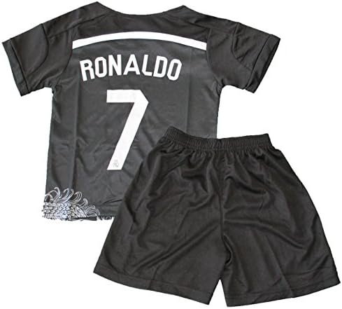 2014/2015 REAL MADRID BLACK DRAGON CRISTIANO RONALDO 7 FOOTBALL SOCCER KIDS JERSEY & SHORT
