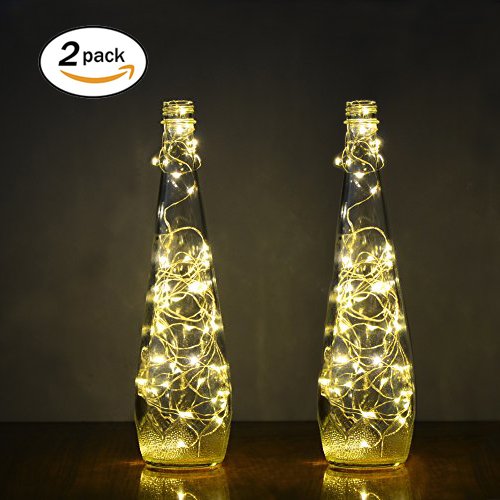 Firecore 2 Pack LED Copper Wire Lights ,16.4ft 50 Leds ,Waterproof Design for Outdoor Indoor, AA Battery Operated (Warm White)