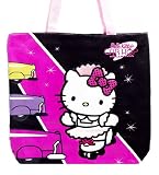 Hello Kitty TOTE BAG, Black with Picture of Waitress Hello Kitty at Cars