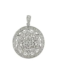 14K White Gold .59 Ct Diamond Large Disc Pendant (chain NOT included)