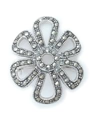 Silverflake -Marcasite Flower Bow Pin Brooch_2