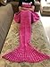 Hughapy Christmas Soft Mermaid Tail Blanket Handmade Living Room Sleeping Blanket for Kids Adult (Rose Red,Adult)