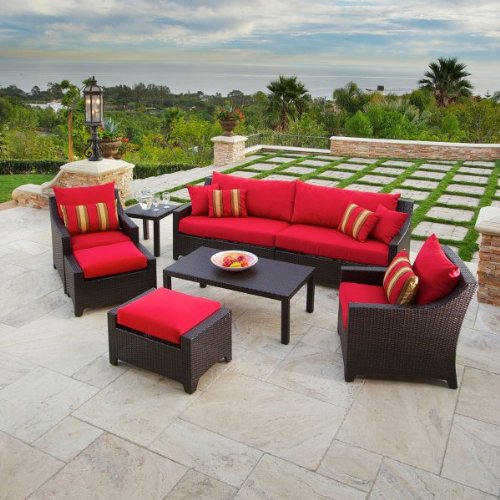 RST Outdoor Cantina Sofa and Club Chair Seating Set with Side and Coffee Tables, 7-Piece